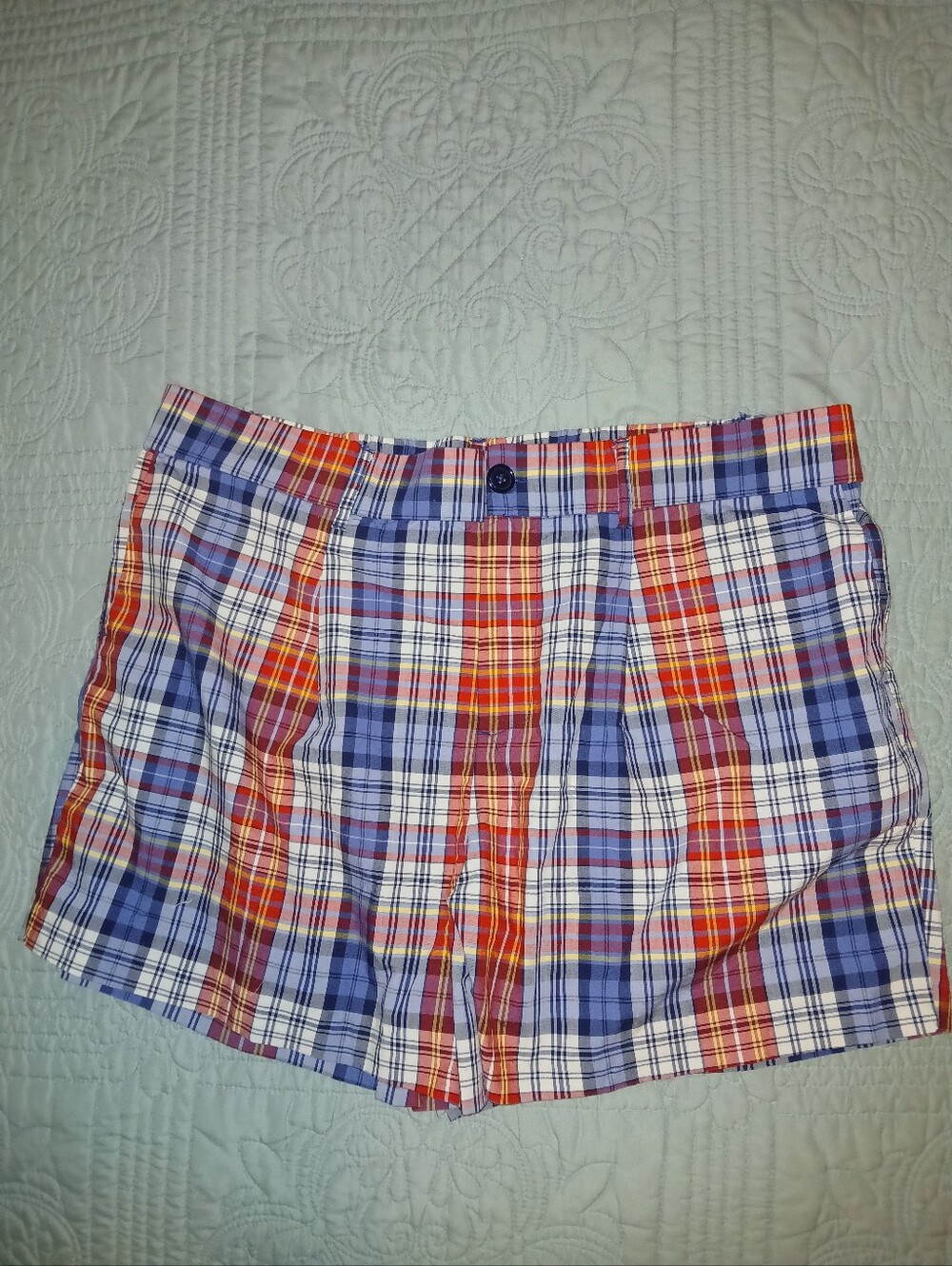 Belle Isle High Rise Plaid Cotton Blend Women’s Shorts - Blue & Red Size 16